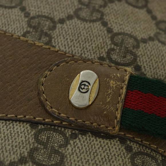 GUCCI GG Canvas Web Sherry Line Clutch Bag PVC Leather Beige Green Auth ep1670 - Picture 9 of 16